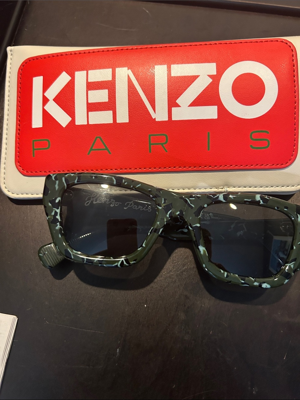 Kenzo Green Camouflage Square Sunglasses